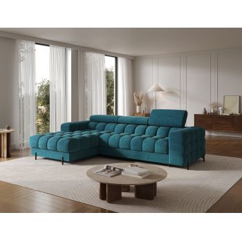 Coltar extensibil dreapta 3 locuri ELTAP, LT-40AMO, Felro, 285x181x93 cm, lemn/poliester, albastru