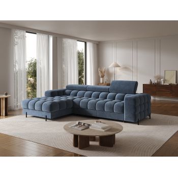 Coltar extensibil dreapta 3 locuri ELTAP, LT-40AU, Felro, 285x181x93 cm, lemn/poliester, albastru