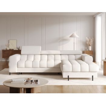 Coltar extensibil dreapta 3 locuri ELTAP, RT-01AMO, Felro, 285x181x93 cm, lemn/poliester, alb