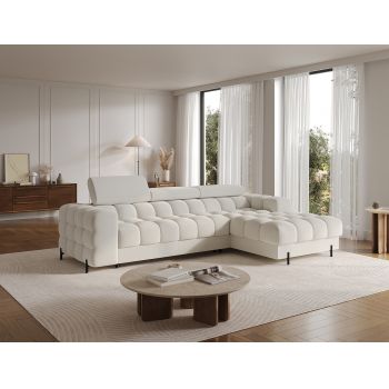 Coltar extensibil dreapta 3 locuri ELTAP, RT-01ROY, Felro, 285x181x93 cm, lemn/poliester, alb