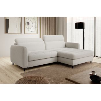 Coltar extensibil dreapta 3 locuri ELTAP, RT-01ROY, Gomsi, 228x165x100 cm, lemn/poliester, alb