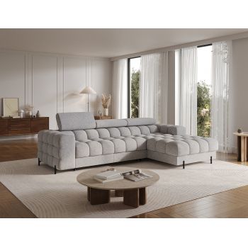 Coltar extensibil dreapta 3 locuri ELTAP, RT-03PEL, Felro, 285x181x93 cm, lemn/poliester, gri deschis
