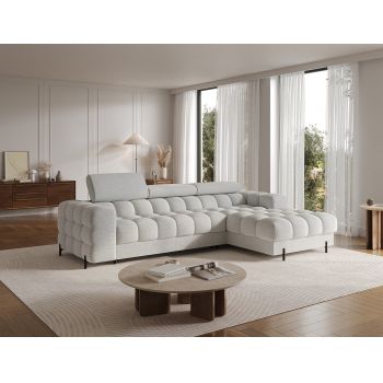 Coltar extensibil dreapta 3 locuri ELTAP, RT-03ROY, Felro, 285x181x93 cm, lemn/poliester, gri deschis
