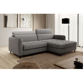 Coltar extensibil dreapta 3 locuri ELTAP, RT-04RAQ, Gomsi, 228x165x100 cm, lemn/poliester, gri inchis