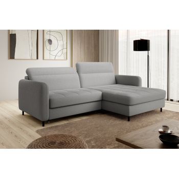 Coltar extensibil dreapta 3 locuri ELTAP, RT-04ROY, Gomsi, 228x165x100 cm, lemn/poliester, gri deschis