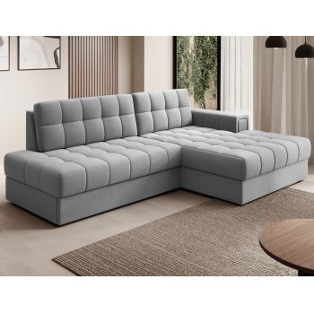 Coltar extensibil dreapta 3 locuri ELTAP, RT-04SO, Blezalt, 240x150x82 cm, lemn/poliester, gri deschis