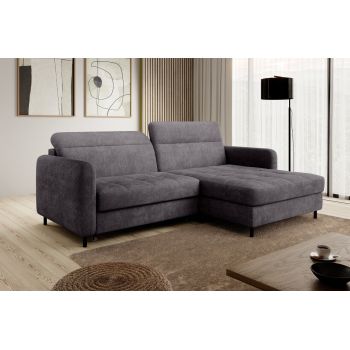 Coltar extensibil dreapta 3 locuri ELTAP, RT-05TOU, Gomsi, 228x165x100 cm, lemn/poliester, gri inchis