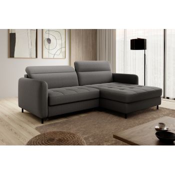 Coltar extensibil dreapta 3 locuri ELTAP, RT-06MAN, Gomsi, 228x165x100 cm, lemn/poliester, gri inchis