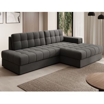 Coltar extensibil dreapta 3 locuri ELTAP, RT-06SO, Blezalt, 240x150x82 cm, lemn/poliester, gri inchis