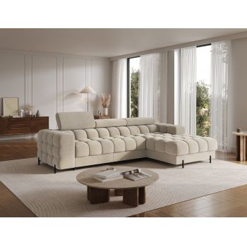 Coltar extensibil dreapta 3 locuri ELTAP, RT-18AU, Felro, 285x181x93 cm, lemn/poliester, bej inchis