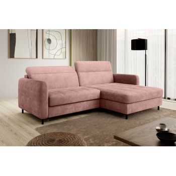 Coltar extensibil dreapta 3 locuri ELTAP, RT-24TOU, Gomsi, 228x165x100 cm, lemn/poliester, roz