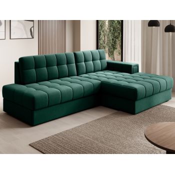 Coltar extensibil dreapta 3 locuri ELTAP, RT-35LU, Blezalt, 240x150x82 cm, lemn/poliester, verde inchis