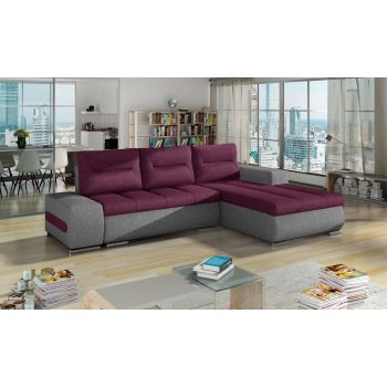 Coltar extensibil dreapta 4 locuri ELTAP, Ov18, Ottavio, 275x180x85 cm, lemn/poliester, violet inchis/gri