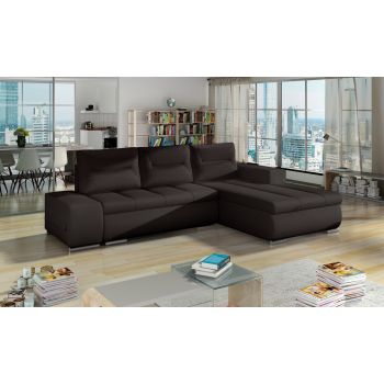 Coltar extensibil dreapta 4 locuri ELTAP, Ov30, Ottavio, 275x180x85 cm, lemn/poliester, maro inchis