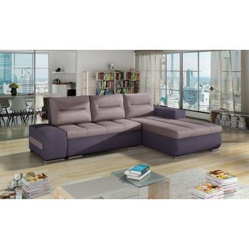 Coltar extensibil dreapta 4 locuri ELTAP, Ov33, Ottavio, 275x180x85 cm, lemn/poliester, roz/mov