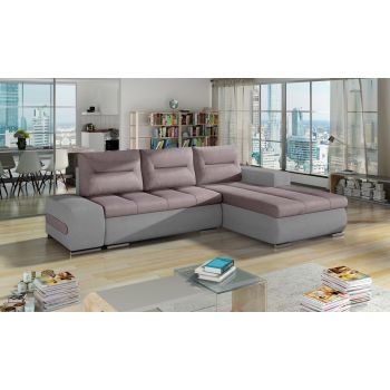Coltar extensibil dreapta 4 locuri ELTAP, Ov34, Ottavio, 275x180x85 cm, lemn/poliester, roz/gri inchis