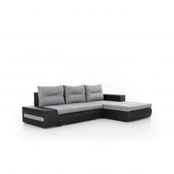 Coltar extensibil dreapta 4 locuri ELTAP, Ov51, Ottavio, 275x180x85 cm, lemn/poliester, gri deschis/negru