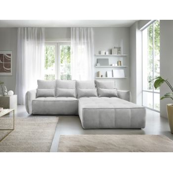 Coltar extensibil dreapta 4 locuri ELTAP, RT-03REL, Campo, 265x196x88 cm, lemn/poliester, gri deschis