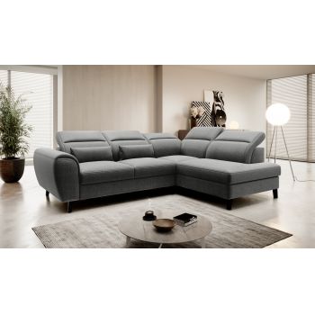 Coltar extensibil dreapta 4 locuri ELTAP, RT-04FL, Noble, 255x201x100 cm, lemn/poliester, gri