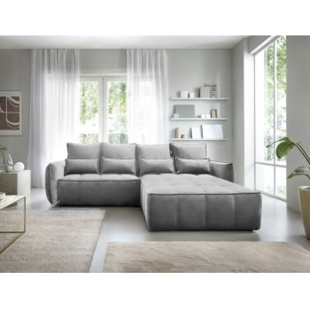 Coltar extensibil dreapta 4 locuri ELTAP, RT-04NU, Campo, 265x196x88 cm, lemn/poliester, gri inchis