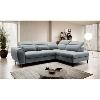 Coltar extensibil dreapta 4 locuri ELTAP, RT-04VE, Noble, 255x201x100 cm, lemn/poliester, gri