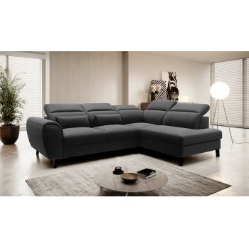 Coltar extensibil dreapta 4 locuri ELTAP, RT-10FL, Noble, 255x201x100 cm, lemn/poliester, negru