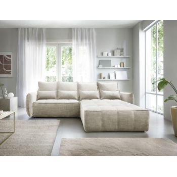 Coltar extensibil dreapta 4 locuri ELTAP, RT-18MAN, Campo, 265x196x88 cm, lemn/poliester, bej