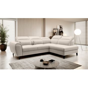 Coltar extensibil dreapta 4 locuri ELTAP, RT-22IN, Noble, 255x201x100 cm, lemn/poliester, bej deschis