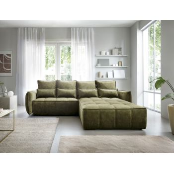 Coltar extensibil dreapta 4 locuri ELTAP, RT-33TOS, Campo, 265x196x88 cm, lemn/poliester, verde olive