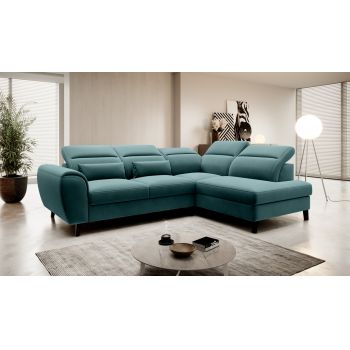Coltar extensibil dreapta 4 locuri ELTAP, RT-38VE, Noble, 255x201x100 cm, lemn/poliester, verde