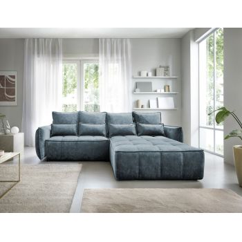 Coltar extensibil dreapta 4 locuri ELTAP, RT-40TOS, Campo, 265x196x88 cm, lemn/poliester, albastru