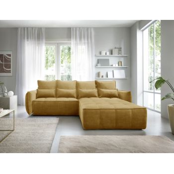 Coltar extensibil dreapta 4 locuri ELTAP, RT-45MAN, Campo, 265x196x88 cm, lemn/poliester, mustar