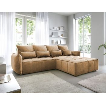 Coltar extensibil dreapta 4 locuri ELTAP, RT-45TOS, Campo, 265x196x88 cm, lemn/poliester, mustar