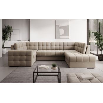 Coltar extensibil dreapta 5 locuri ELTAP, RT-18SO, Blewett, 299x198x82 cm, lemn/poliester, bej inchis