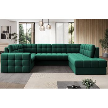 Coltar extensibil dreapta 5 locuri ELTAP, RT-35LU, Blewett, 299x198x82 cm, lemn/poliester, verde inchis