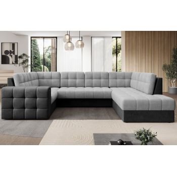 Coltar extensibil dreapta 5 locuri ELTAP, RT-84MO-97MO, Blewett, 299x198x82 cm, lemn/poliester, gri deschis/gri inchis