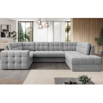 Coltar extensibil dreapta 5 locuri ELTAP, RT-85MO, Blewett, 299x198x82 cm, lemn/poliester, gri deschis