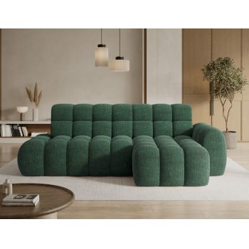 Coltar extensibil stanga 3 locuri ELTAP, Ceedro, 283x165x98 cm, lemn/poliester, verde inchis