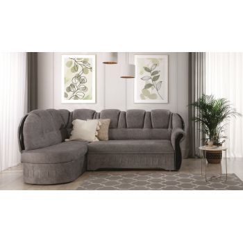 Coltar extensibil stanga 3 locuri ELTAP, L-049, Lord, 243x180x112 cm, lemn/poliester, gri/negru