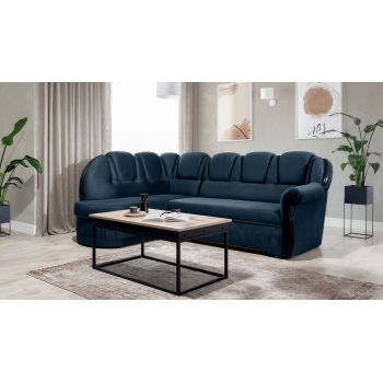 Coltar extensibil stanga 3 locuri ELTAP, L-078, Lord, 243x180x112 cm, lemn/poliester, albastru inchis/negru