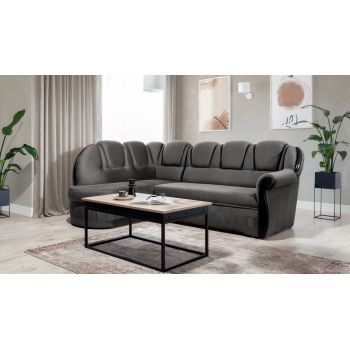 Coltar extensibil stanga 3 locuri ELTAP, L-084, Lord, 243x180x112 cm, lemn/poliester, gri/negru