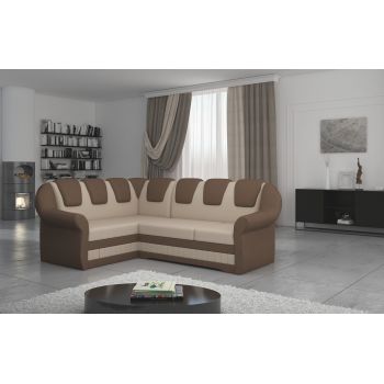 Coltar extensibil stanga 3 locuri ELTAP, LII-009, Lord II, 243x195x112 cm, lemn/poliester, bej deschis/maro