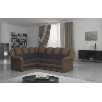 Coltar extensibil stanga 3 locuri ELTAP, LII-014, Lord II, 243x195x112 cm, lemn/poliester, maro inchis/maro