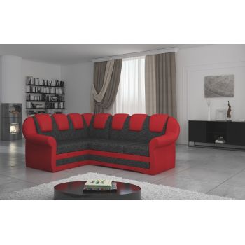 Coltar extensibil stanga 3 locuri ELTAP, LII-015, Lord II, 243x195x112 cm, lemn/poliester, gri inchis/rosu