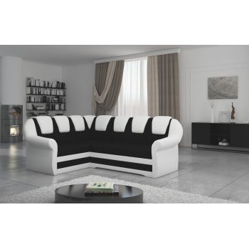 Coltar extensibil stanga 3 locuri ELTAP, LII-020, Lord II, 243x195x112 cm, lemn/poliester, negru/alb