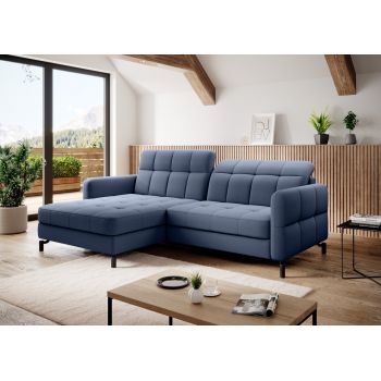 Coltar extensibil stanga 3 locuri ELTAP, Lore-102, Lorelle, 225x160x105 cm, lemn/poliester, albastru