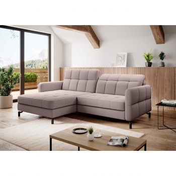 Coltar extensibil stanga 3 locuri ELTAP, Lore-104, Lorelle, 225x160x105 cm, lemn/poliester, roz deschis