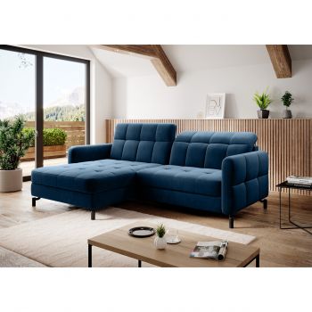 Coltar extensibil stanga 3 locuri ELTAP, Lore-29, Lorelle, 225x160x105 cm, lemn/poliester, albastru inchis