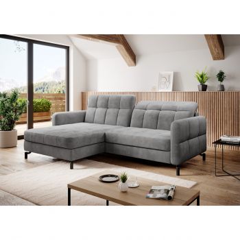 Coltar extensibil stanga 3 locuri ELTAP, Lore-35, Lorelle, 225x160x105 cm, lemn/poliester, gri deschis