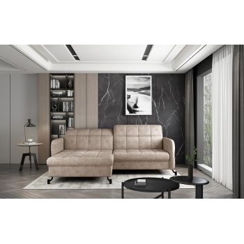 Coltar extensibil stanga 3 locuri ELTAP, Lore-41, Lorelle, 225x160x105 cm, lemn/poliester, bej